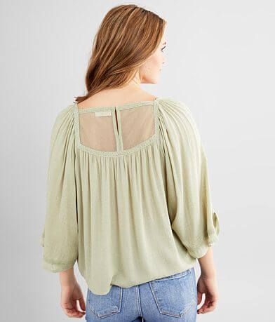 Miss Me Crochet Mesh Peasant Top back view