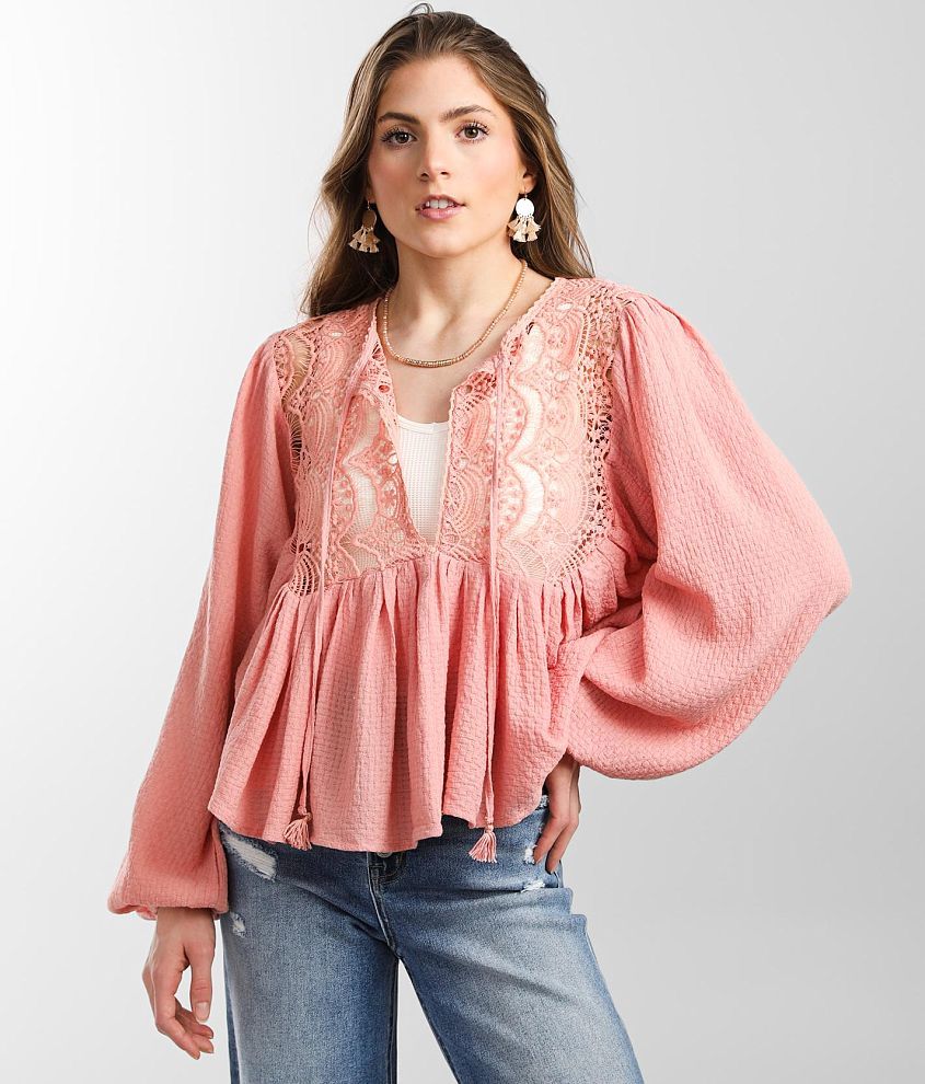 Miss Me Crochet Dolman Top - Women's Shirts/Blouses in Rose Pink | Buckle