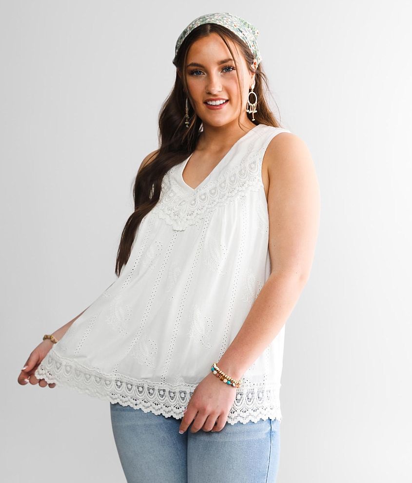 White Eyelet Tank Top Tank Top Embroidered Eyelet Top White Top