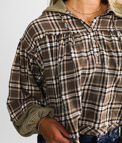 Miss Me Hooded Henley Flannel Pullover MISC_DETAIL_1
