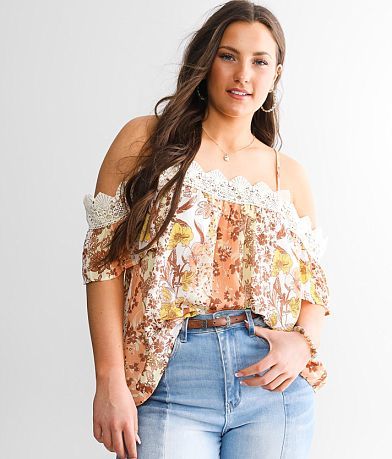 Miss Me Cold Shoulder Top front view