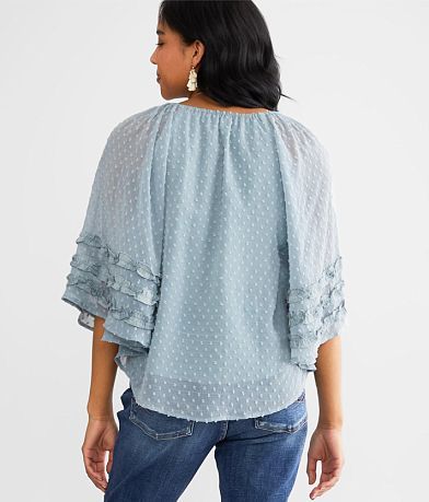 Miss Me Swiss Dot Chiffon Top BACK
