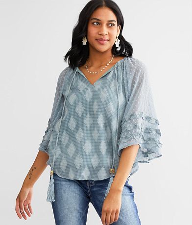 Miss Me Swiss Dot Chiffon Top front view