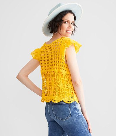 Miss Me Crochet Overlay Top BACK