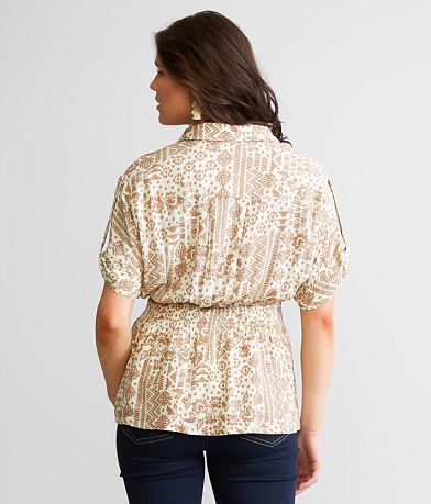 Miss Me Twisted Peplum Blouse BACK