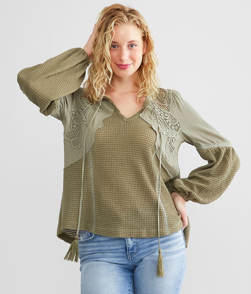 Miss Me Waffle Knit Top front view