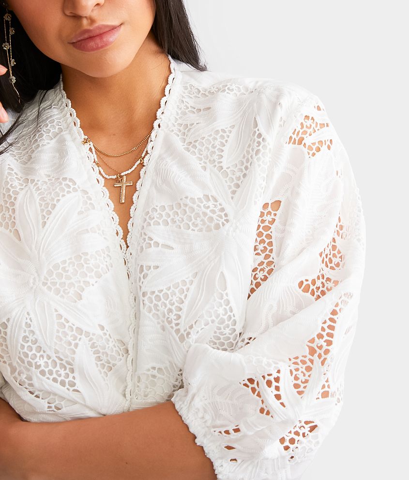Twisted Surplice Lace Top
