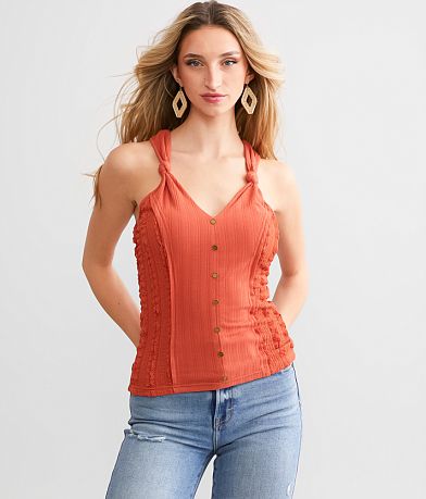 Miss Me Knotted Strap Tank Top front view