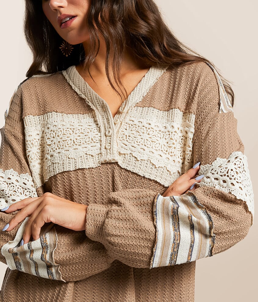 Pieced Crochet Henley - thumbnail 6