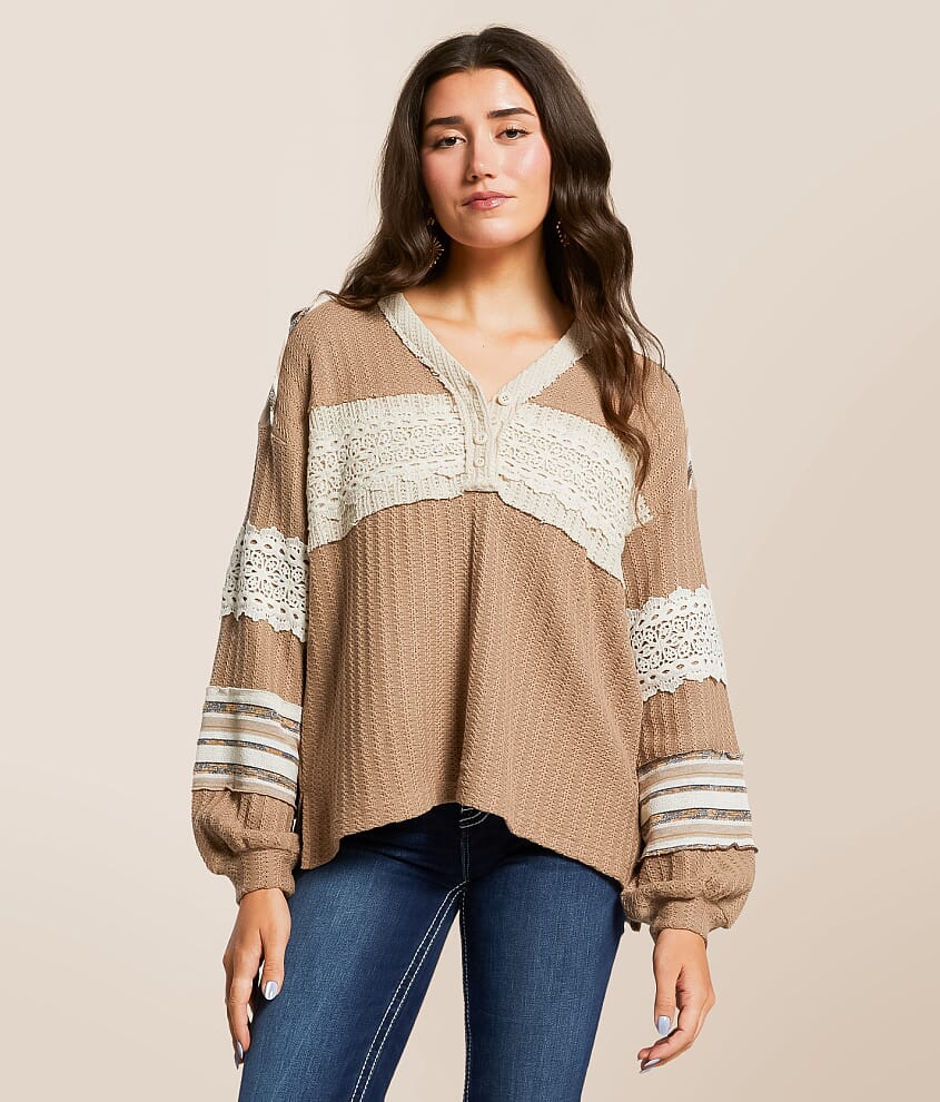 Pieced Crochet Henley - thumbnail 2