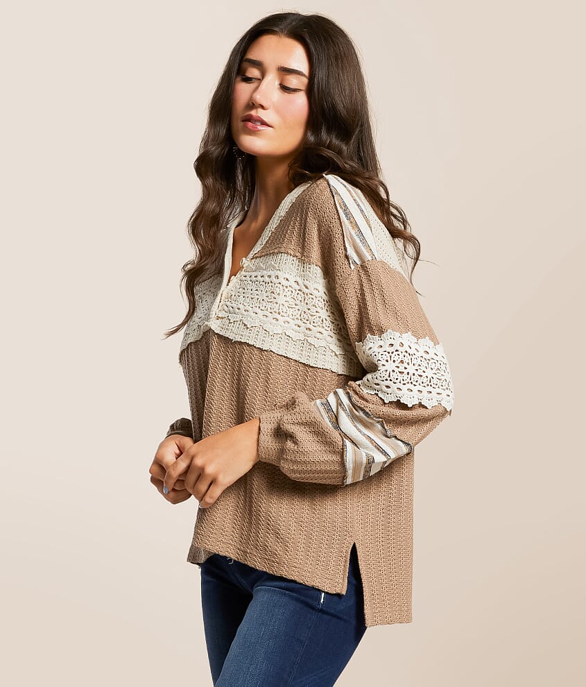 Pieced Crochet Henley - thumbnail 3