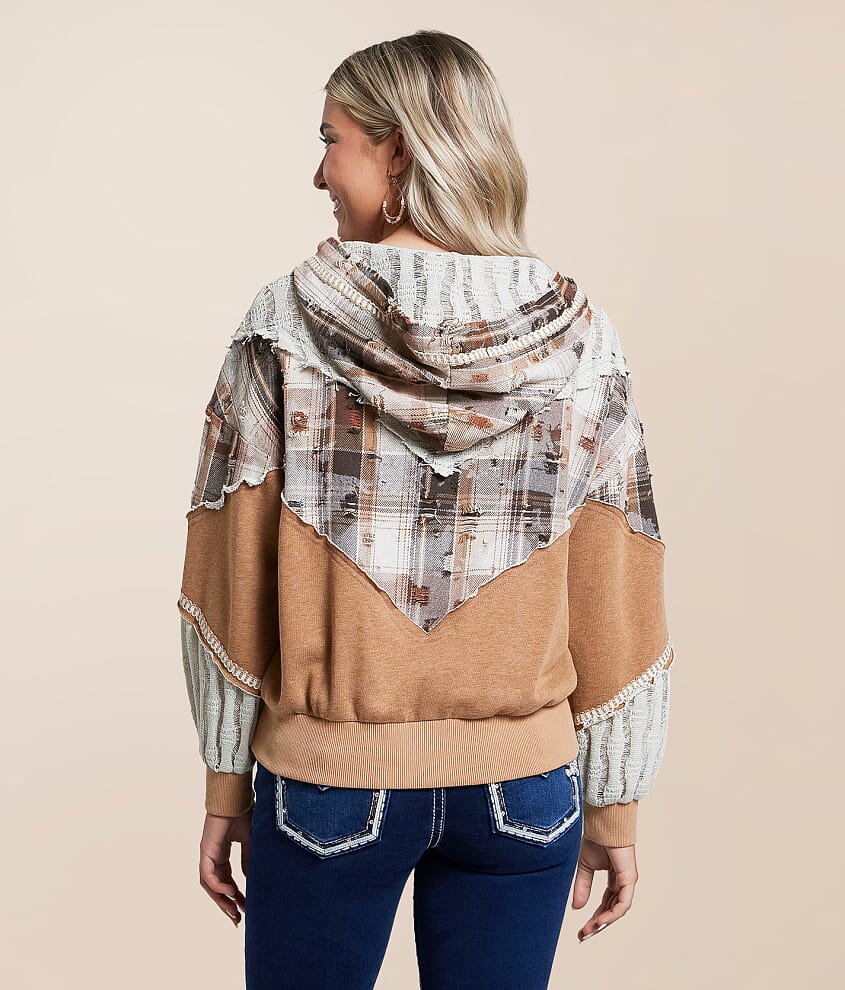 Pieced Plaid Hoodie - thumbnail 3
