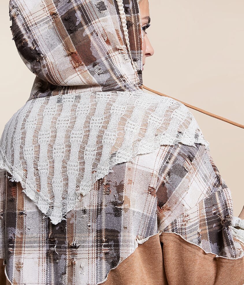 Pieced Plaid Hoodie - thumbnail 6