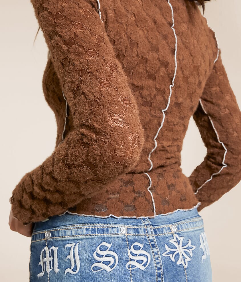 Exposed Seam Lace Top