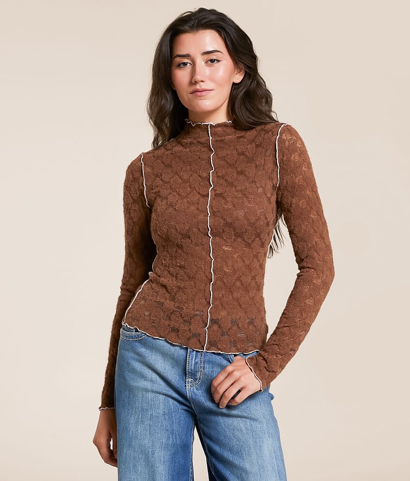 Exposed Seam Lace Top - thumbnail 2
