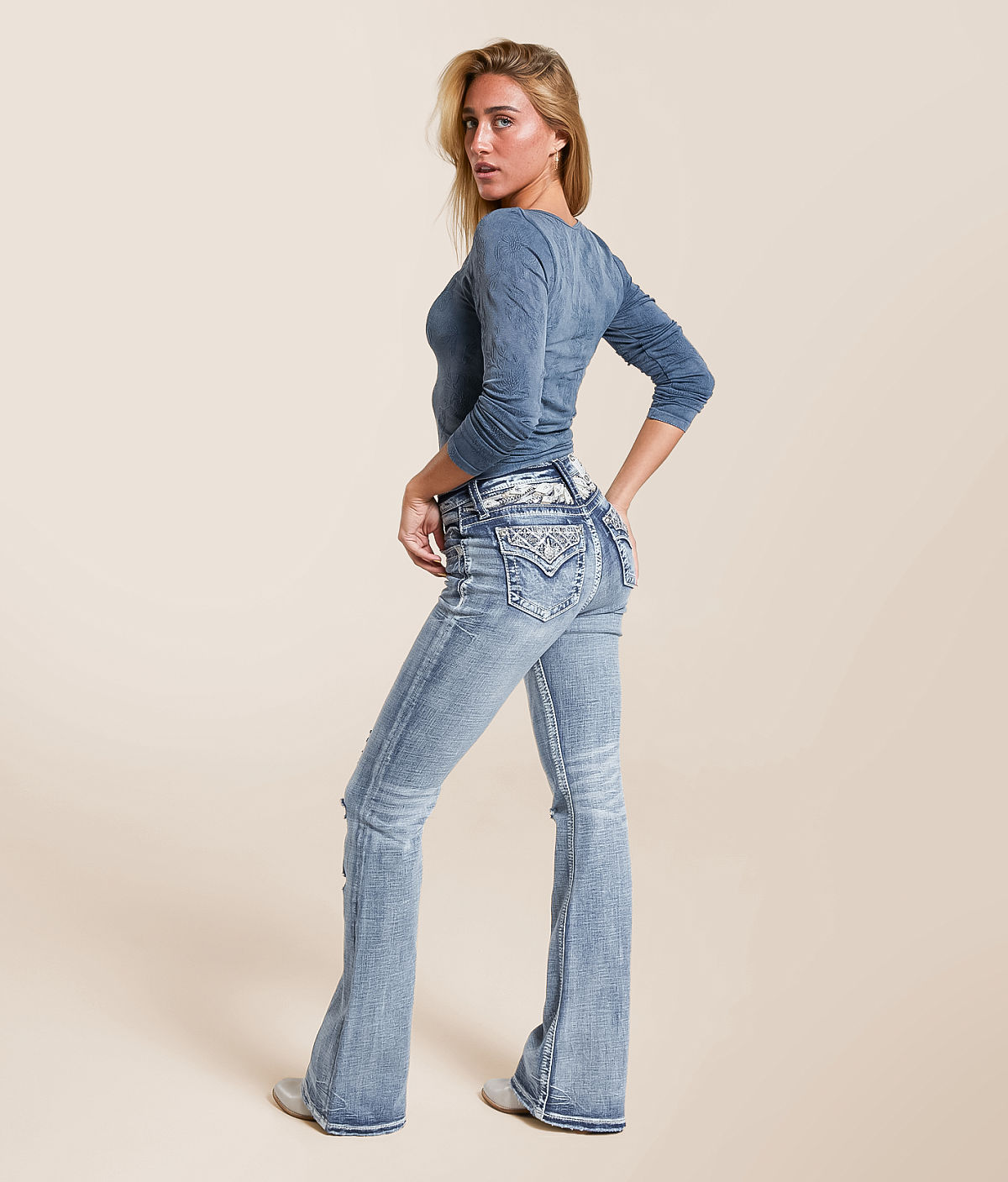 Miss Me High Rise Flare Stretch Jean — M1077 by Buckle