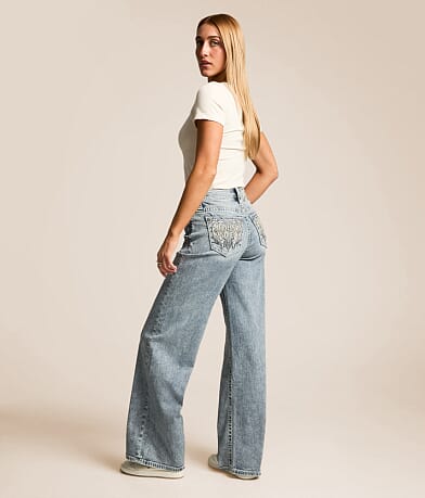 Jean Femme Miss Me Taille 27 - Look Denim Croisé Boot Cut, Occasion (avec Un Trou - Voir Description)