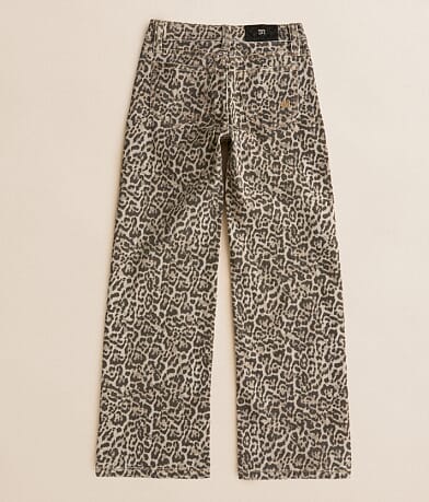 Girls - Mid-Rise Leopard Print Wide Leg Stretch Jean thumbnail 2