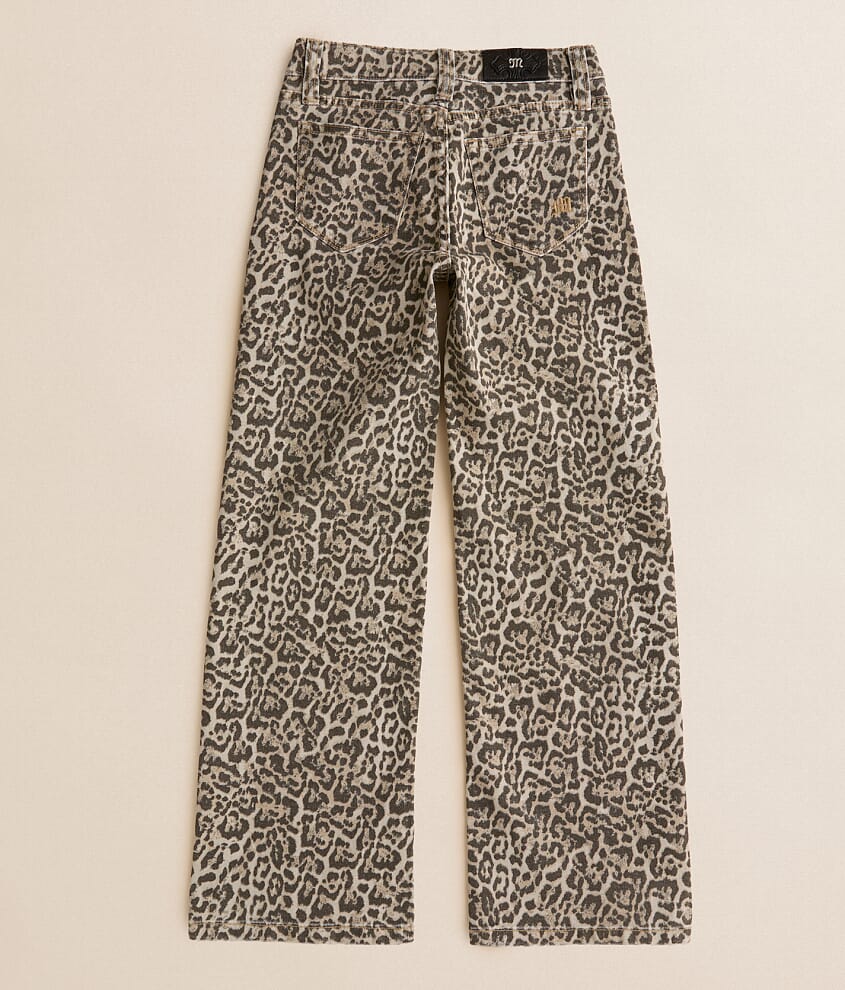 Girls - Mid-Rise Leopard Print Wide Leg Stretch Jean