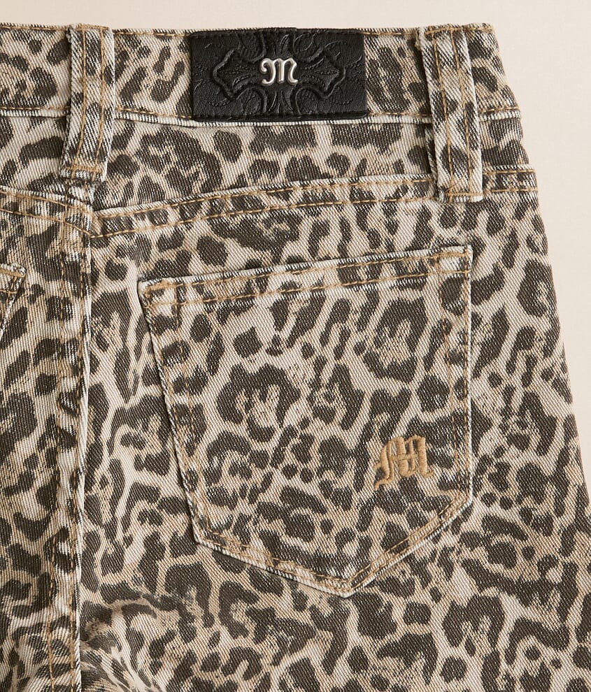 Girls - Mid-Rise Leopard Print Wide Leg Stretch Jean