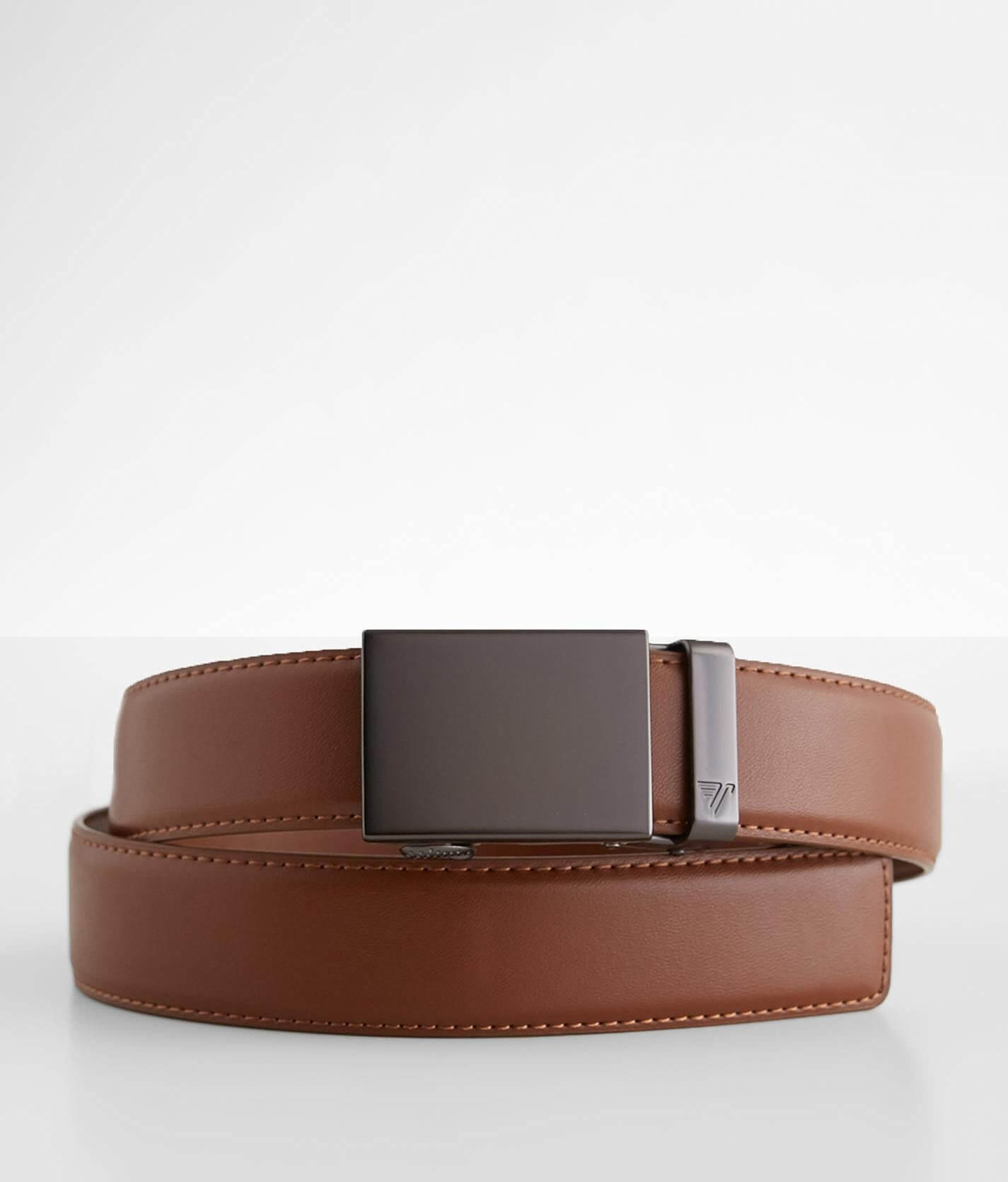 Mission Belt Gunmetal Leather Belt Men s Belts in Tan Buckle