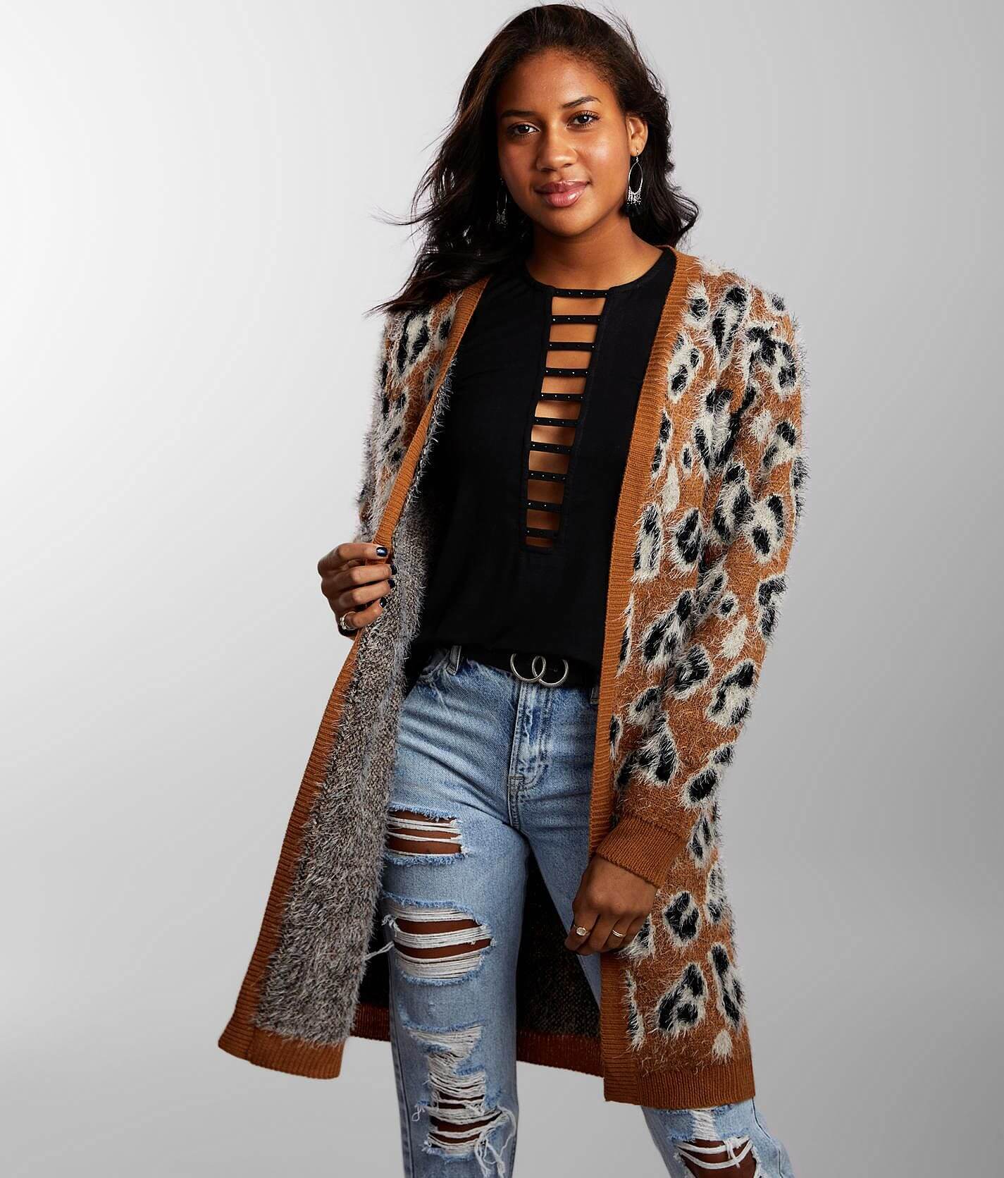 leopard duster cardigan