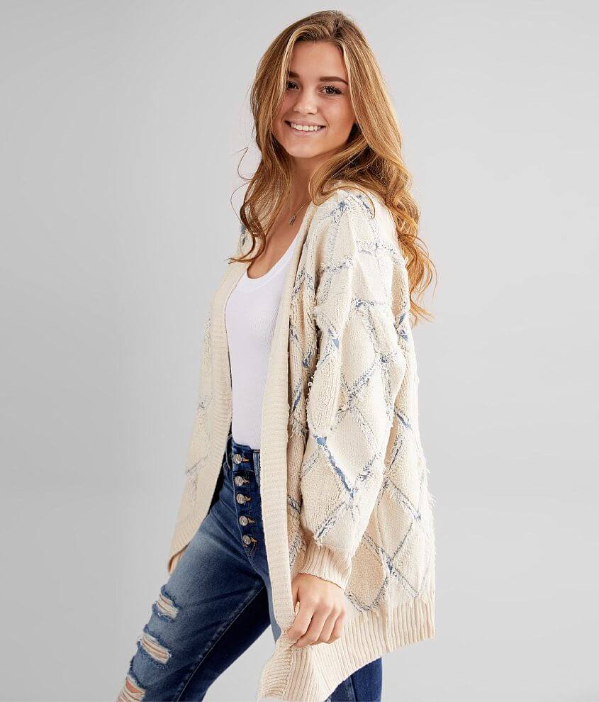 Gilded Intent Pulled Stitch Cardigan Sweater