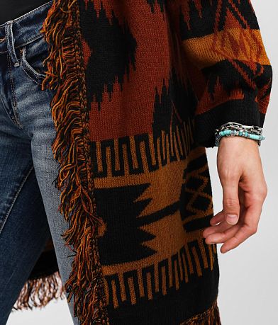 BKE Geometric Print Cardigan Sweater misc detail 1 view