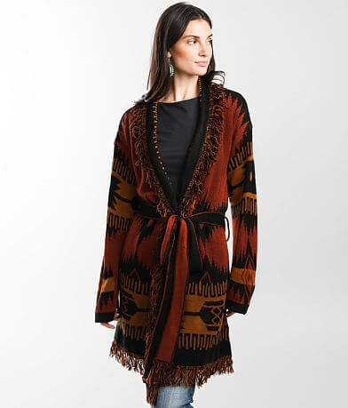 BKE Geometric Print Cardigan Sweater full right side view