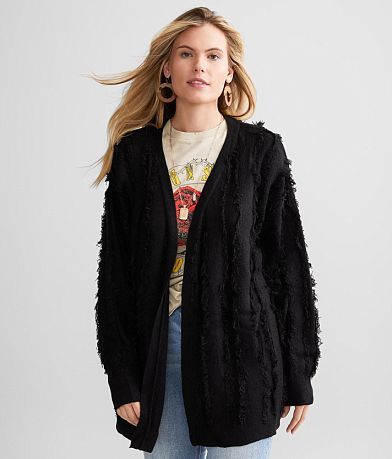 BKE Fringe Cardigan Sweater FULL_LEFT_SIDE