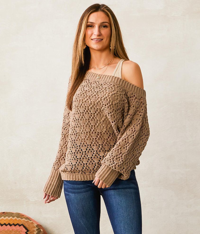 Willow &#38; Root Boatneck Pointelle Sweater front view