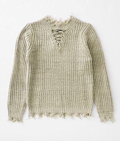 Daytrip Girls - Strappy Destructed Sweater front view