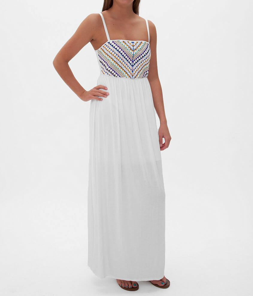 Embroidered bodice maxi outlet dress