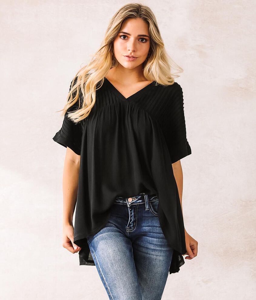 Mittoshop Pintucked Babydoll Top - Women's Shirts/Blouses in Black | Buckle