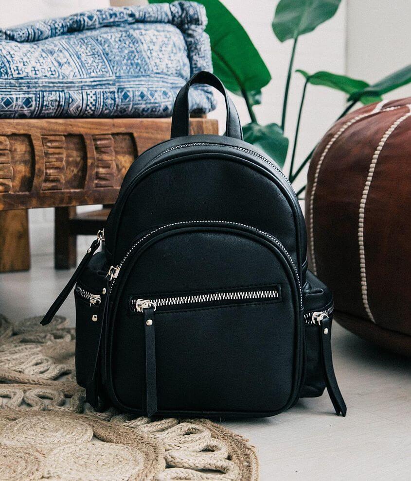 Faux Leather Mini Backpack - Women's Bags in Black