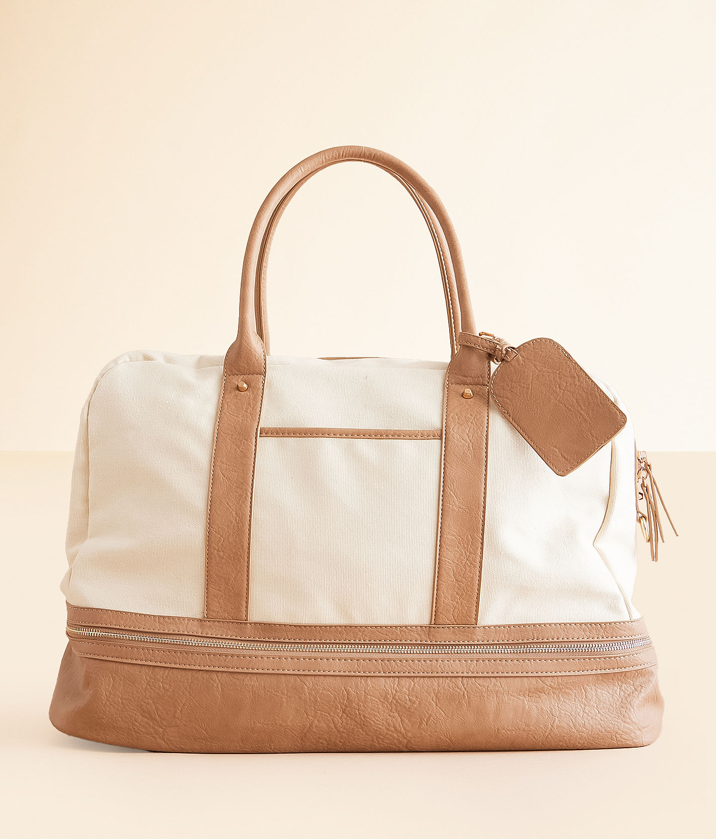 Madison West Canvas Weekender Bag Women s Bags Wallets in Cream Buckle
