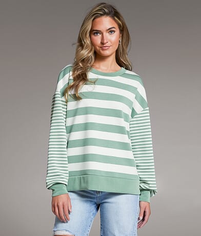 BKE Striped Scuba Pullover front view