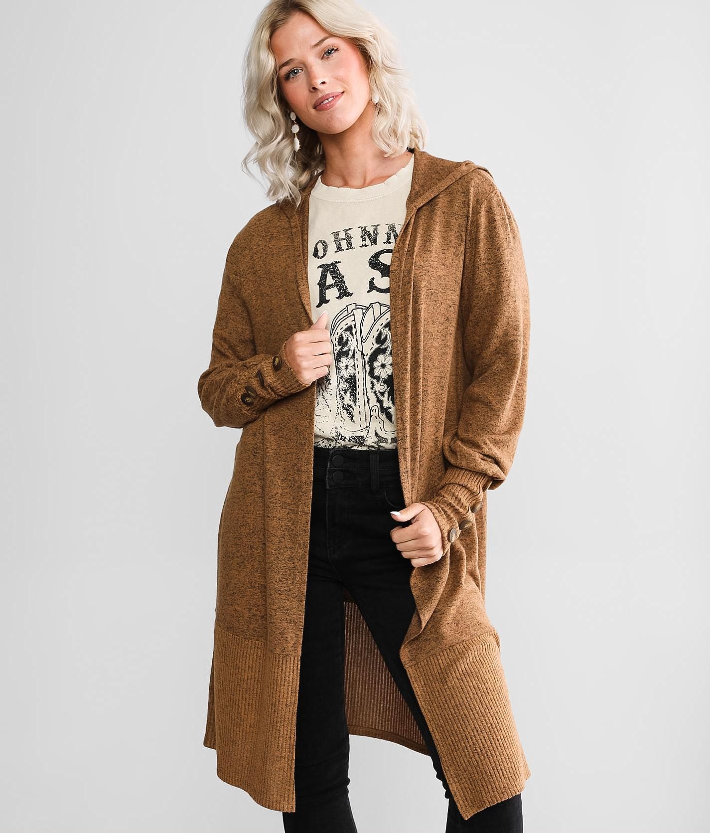 Duster cardigan with on sale hood