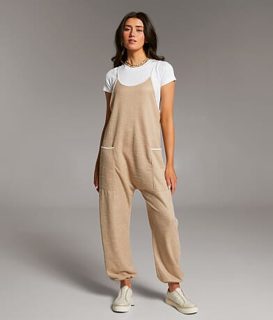 BKE Textured Jumpsuit full left side view