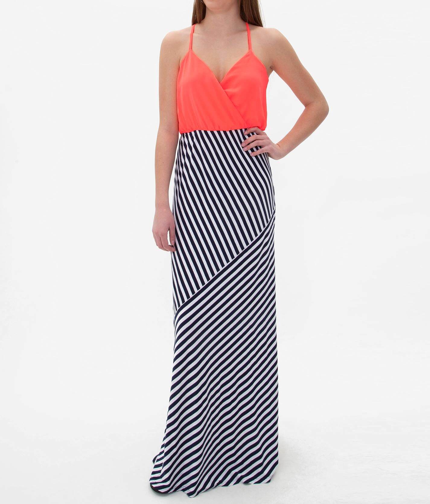 neon striped maxi dress