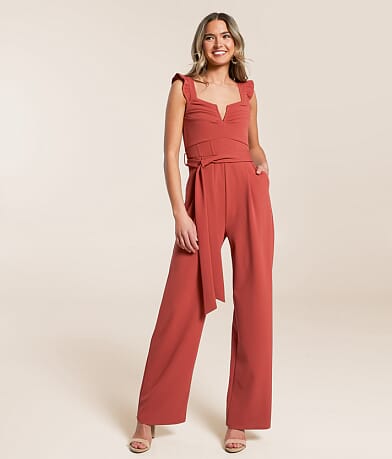 Willow & Root Ruffle V-Wire Jumpsuit front view