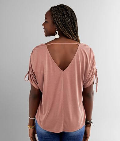 red by BKE Double V-Neck Top BACK