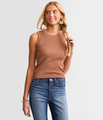 BKE core The High Neck Ribbed Contour Tank Top front view