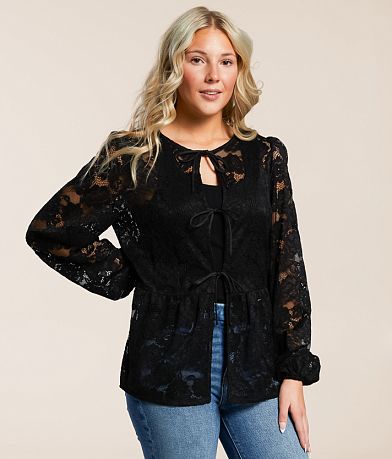 Daytrip Floral Lace Peplum Top front view
