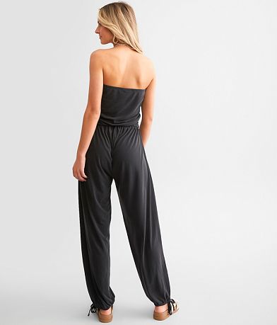 Willow &amp; Root Strapless Ruched Jumpsuit BACK