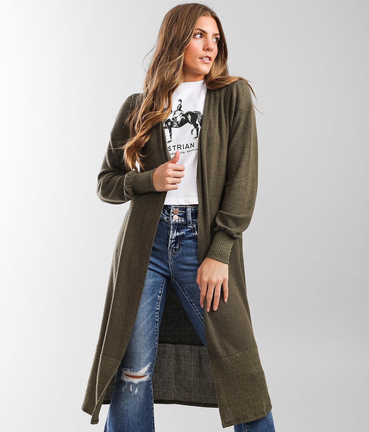 Cardigan duster with hood deals