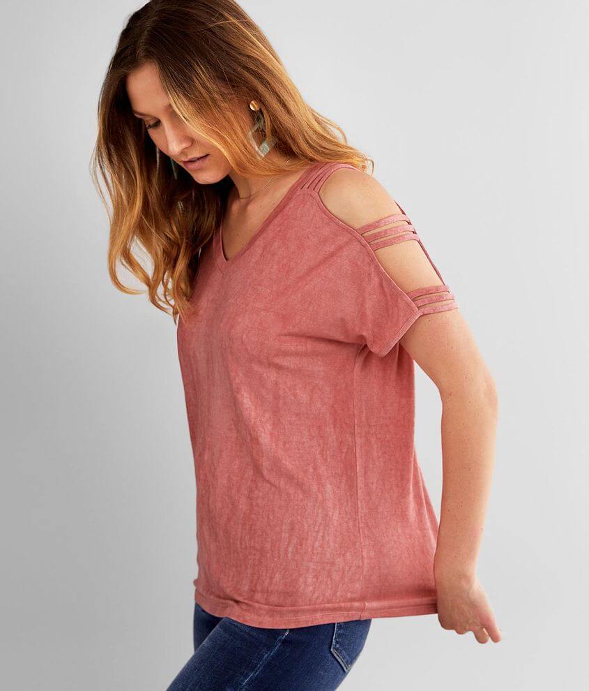 BKE Washed V-Neck Top front view