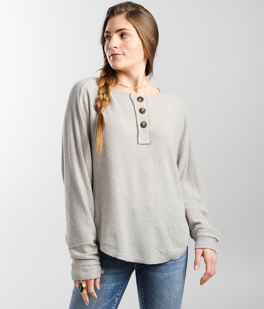 BKE Brushed Knit Henley front view
