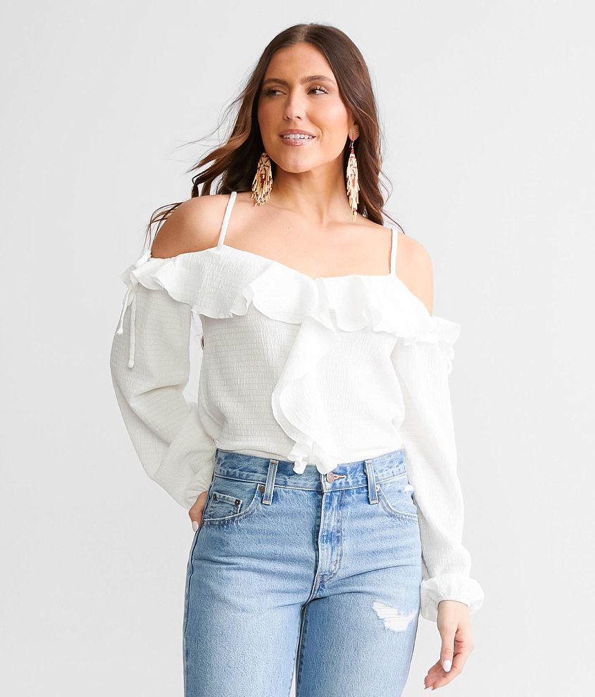 Daytrip Cold Shoulder Top - Women's Shirts/Blouses in White