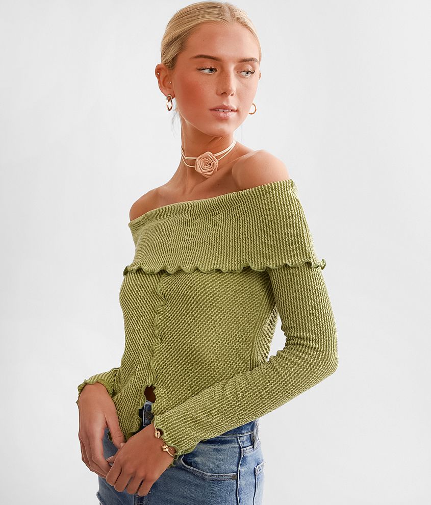 Willow & Root Ribbed Corset Top - Women's Shirts/Blouses in Sage